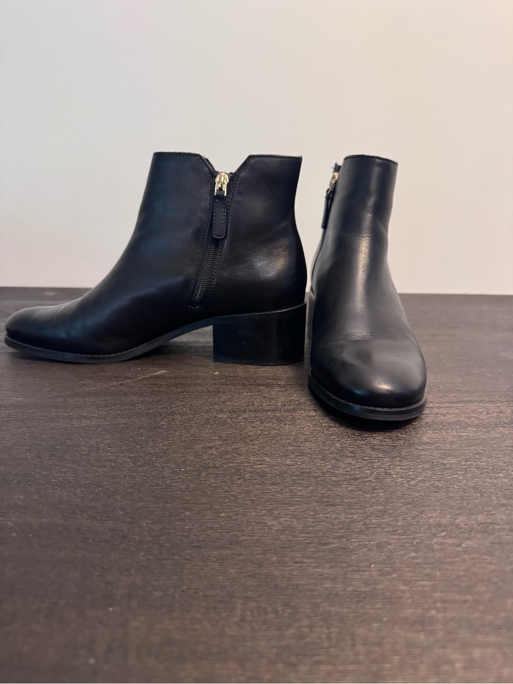 Cole Haan Black Leather Side-Zip Ankle Boots